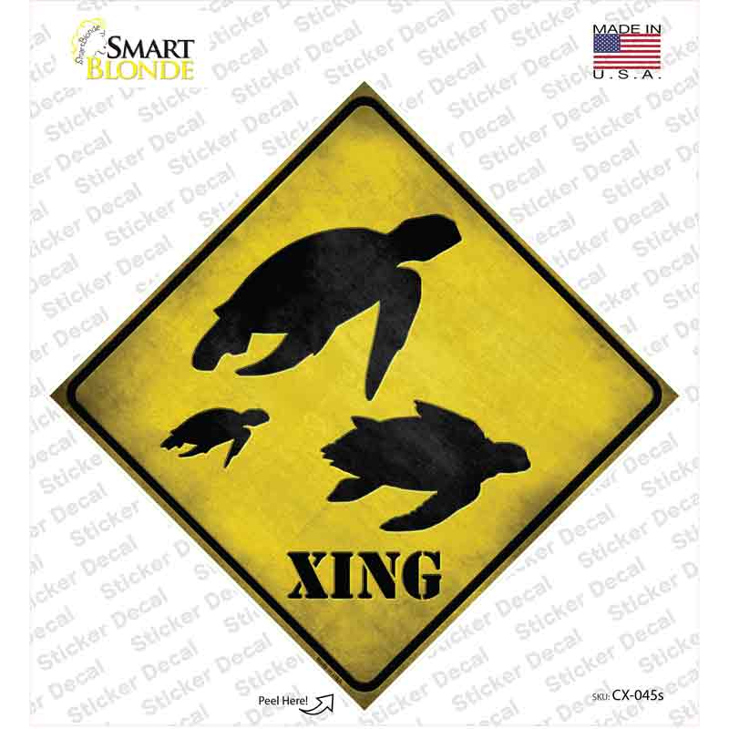 CX-045s-M Turtle Xing Novelty Diamond Sticker Decal - Medium