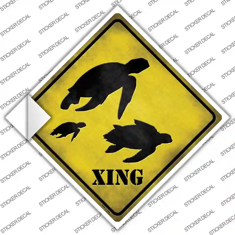 CX-045s-XL Turtle Xing Novelty Diamond Sticker Decal - Extra Large