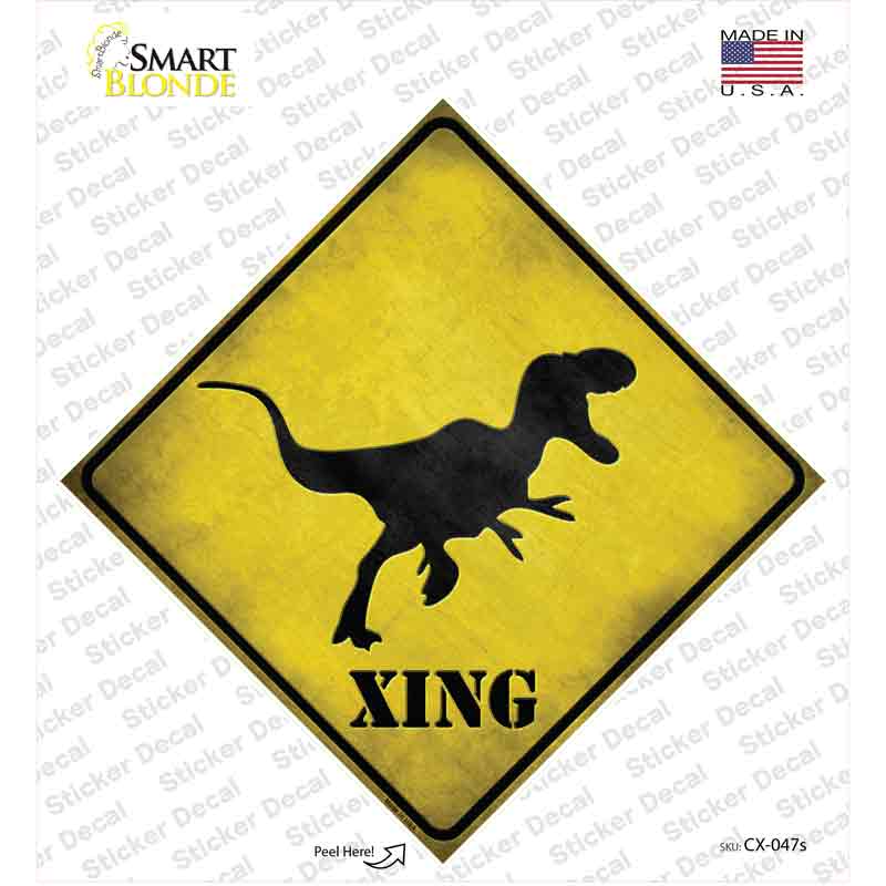 CX-047s-M T-Rex Xing Novelty Diamond Sticker Decal - Medium