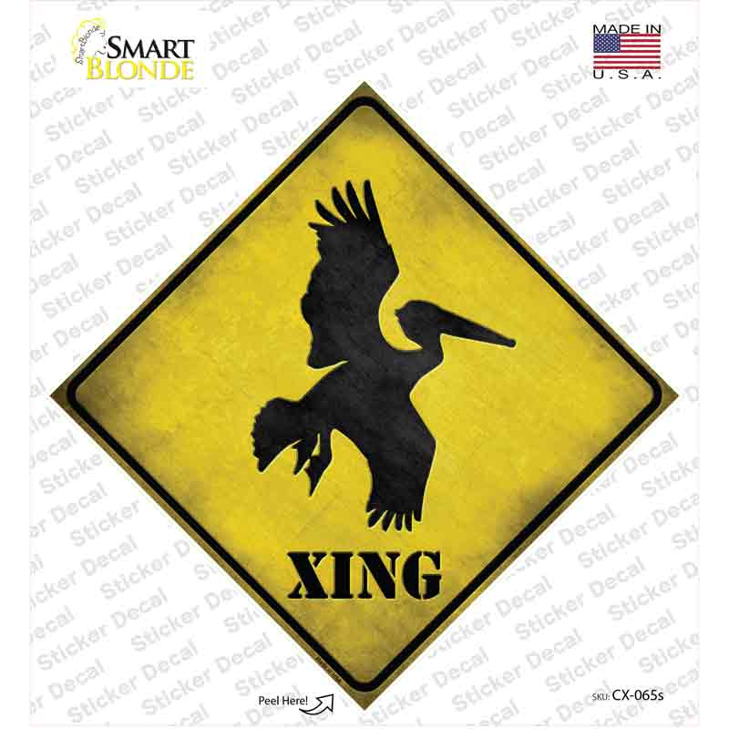 CX-065s-M Pelican Xing Novelty Diamond Sticker Decal - Medium