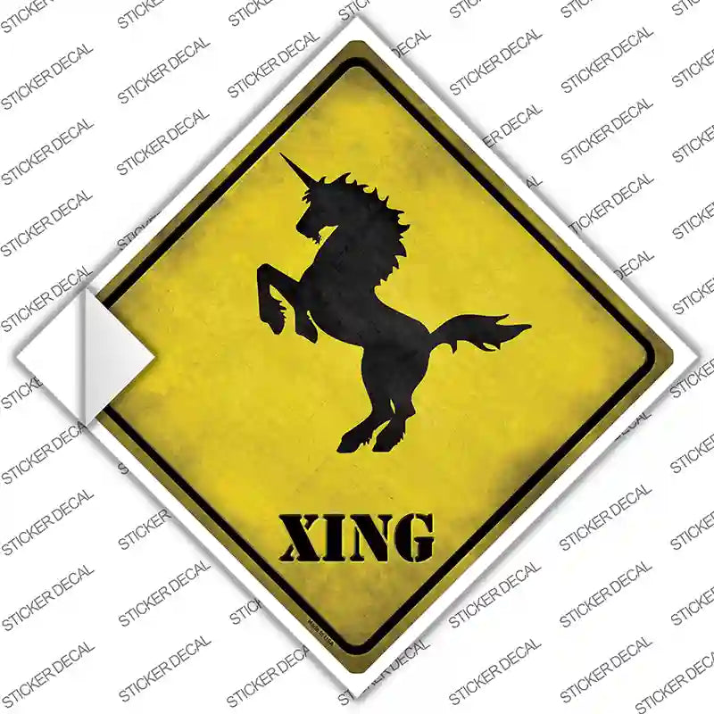 CX-170s-XL Unicorn Rearing Xing Novelty Diamond Sticker Decal - Extra Large
