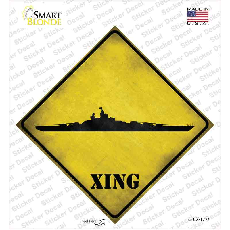 CX-177s-M Battleship Xing Novelty Diamond Sticker Decal - Medium