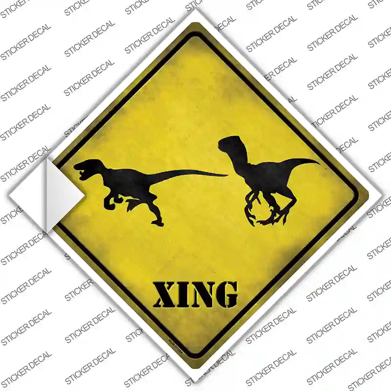 CX-186s-S Velociraptors Xing Novelty Diamond Sticker Decal - Small