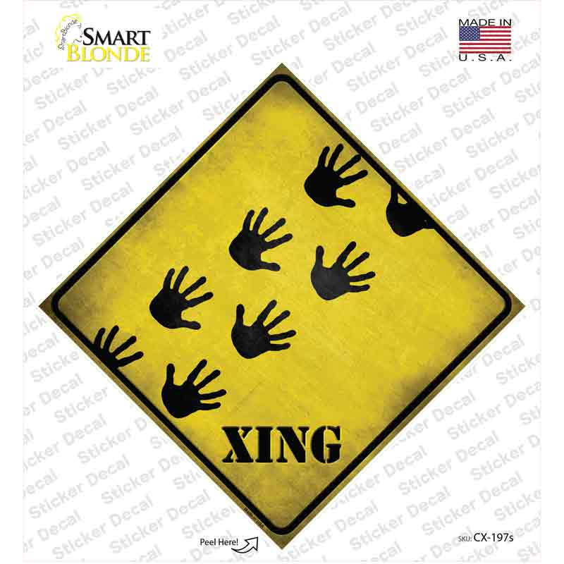 CX-197s-M Handprints Xing Novelty Diamond Sticker Decal - Medium