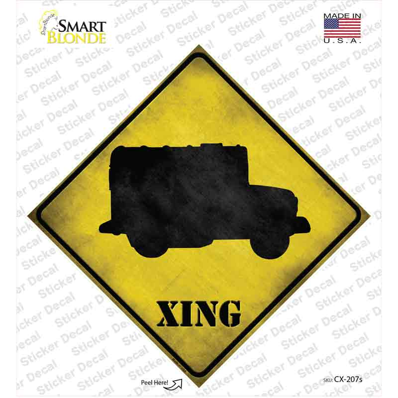 CX-207s-M Military Truck Xing Novelty Diamond Sticker Decal - Medium