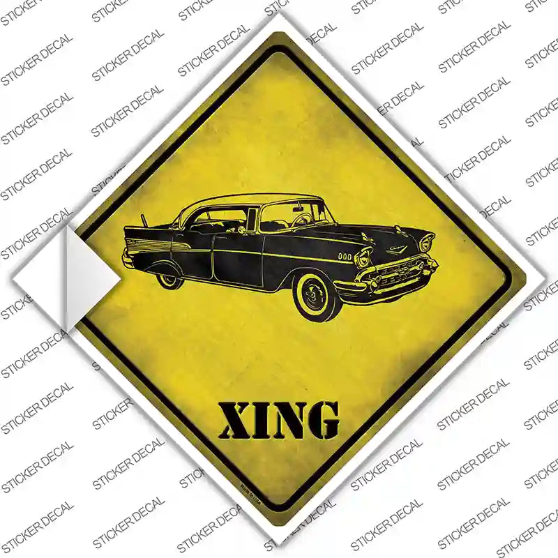 CX-228s-L Classic 57 Chevy Xing Novelty Diamond Sticker Decal - Large