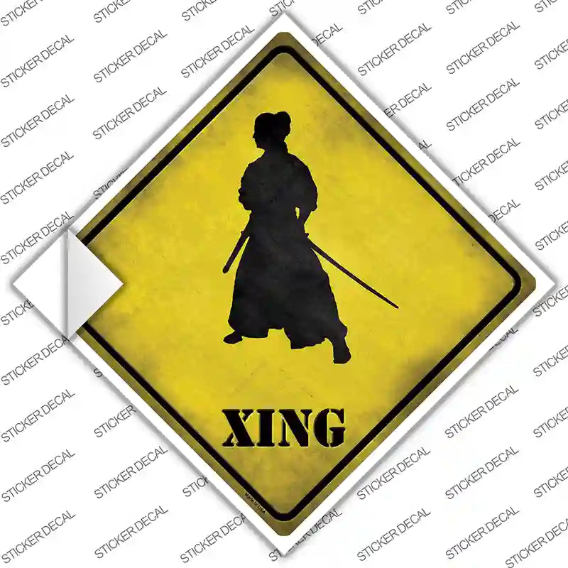 CX-258s-S Samurai Standing Alone Xing Novelty Diamond Sticker Decal - Small
