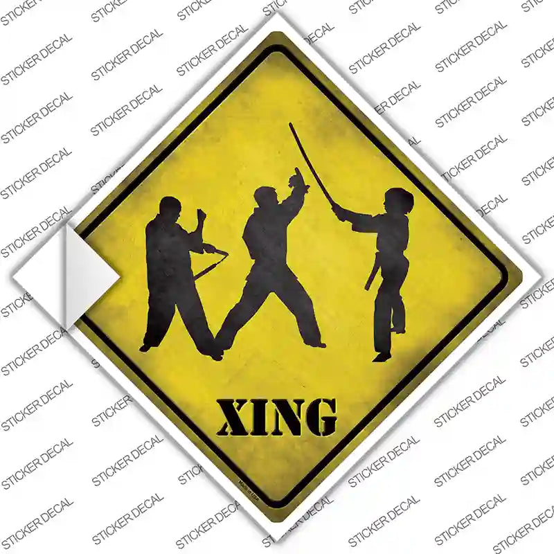 CX-260s-XL Three Martial Artists Xing Novelty Diamond Sticker Decal - Extra Large