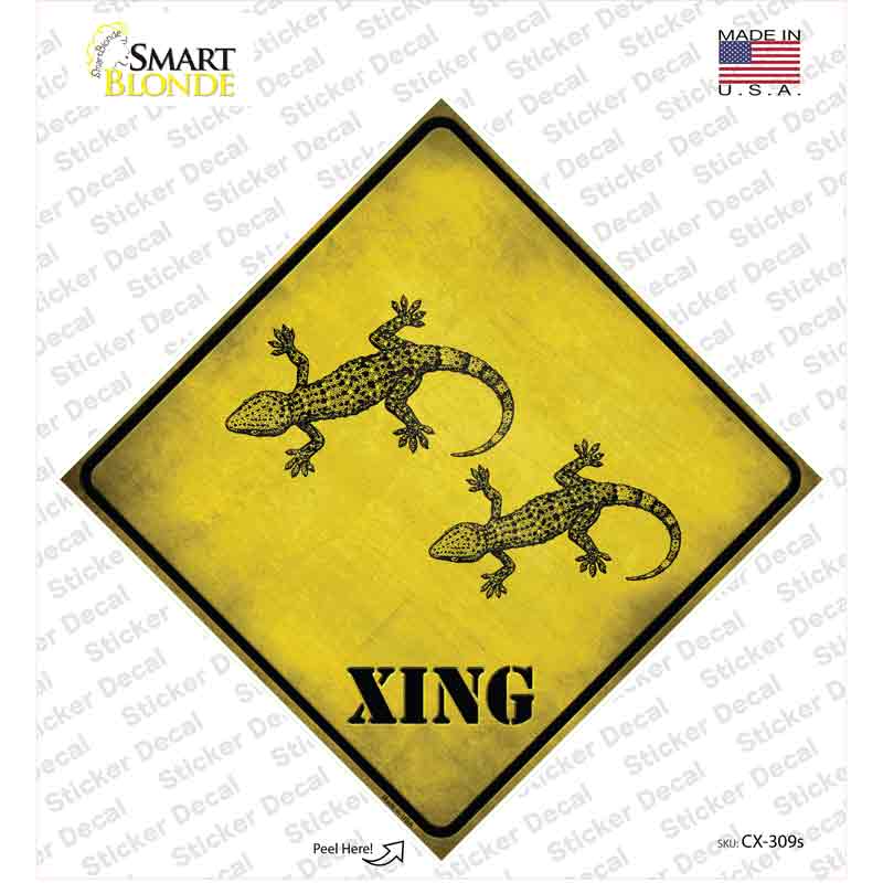 CX-309s-M Gecko Xing Novelty Diamond Sticker Decal - Medium