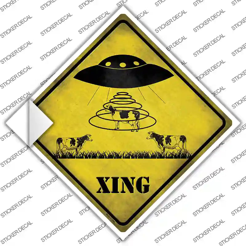 CX-319s-L Alien Abduction Xing Novelty Diamond Sticker Decal - Large
