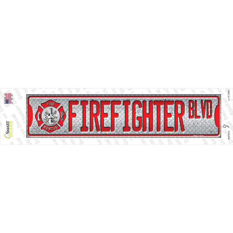 K-1284s-M Fire Fighter Blvd Novelty Narrow Sticker Decal - Medium