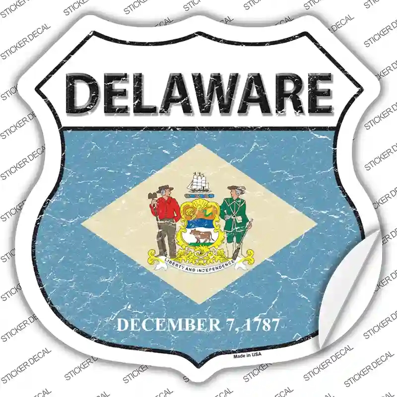 HS-116s-S Delaware Flag Novelty Highway Shield Sticker Decal - Small