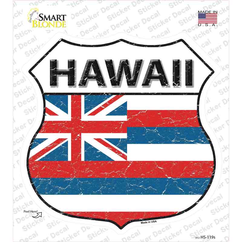 HS-119s-M Hawaii Flag Novelty Highway Shield Sticker Decal - Medium