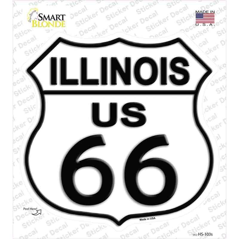 HS-103s-M Illinois Route 66 Novelty Highway Shield Sticker Decal - Medium