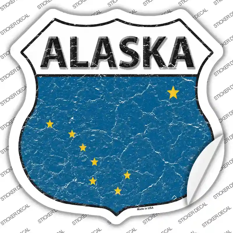 HS-110s-L Alaska Flag Novelty Highway Shield Sticker Decal - Large