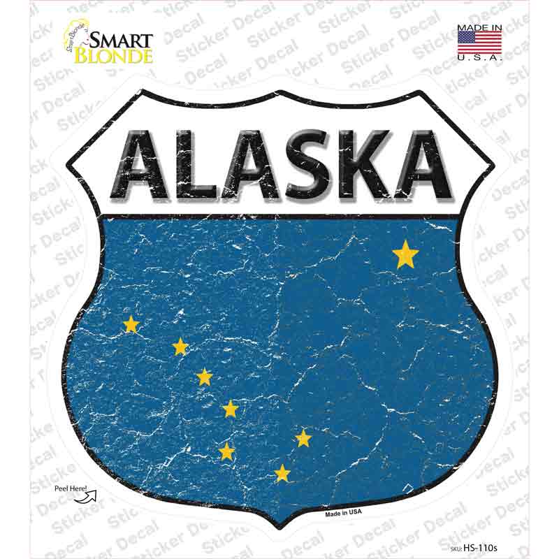 HS-110s-M Alaska Flag Novelty Highway Shield Sticker Decal - Medium