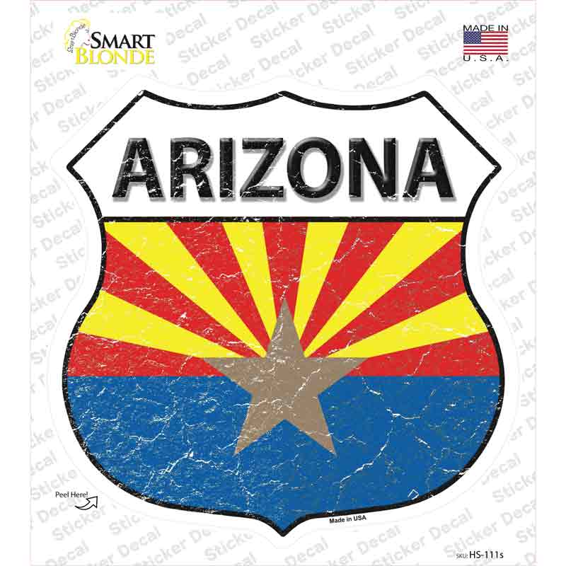 HS-111s-M Arizona Flag Novelty Highway Shield Sticker Decal - Medium