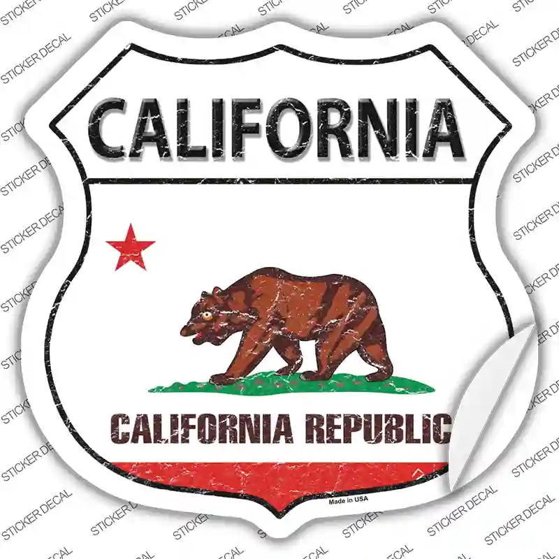 HS-113s-S California Flag Novelty Highway Shield Sticker Decal - Small