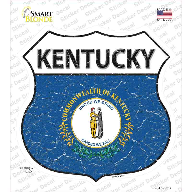 HS-125s-M Kentucky Flag Novelty Highway Shield Sticker Decal - Medium