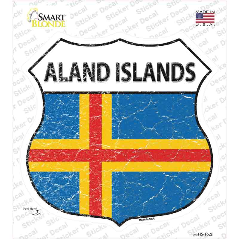 HS-162s-M Aland Islands Flag Novelty Highway Shield Sticker Decal - Medium