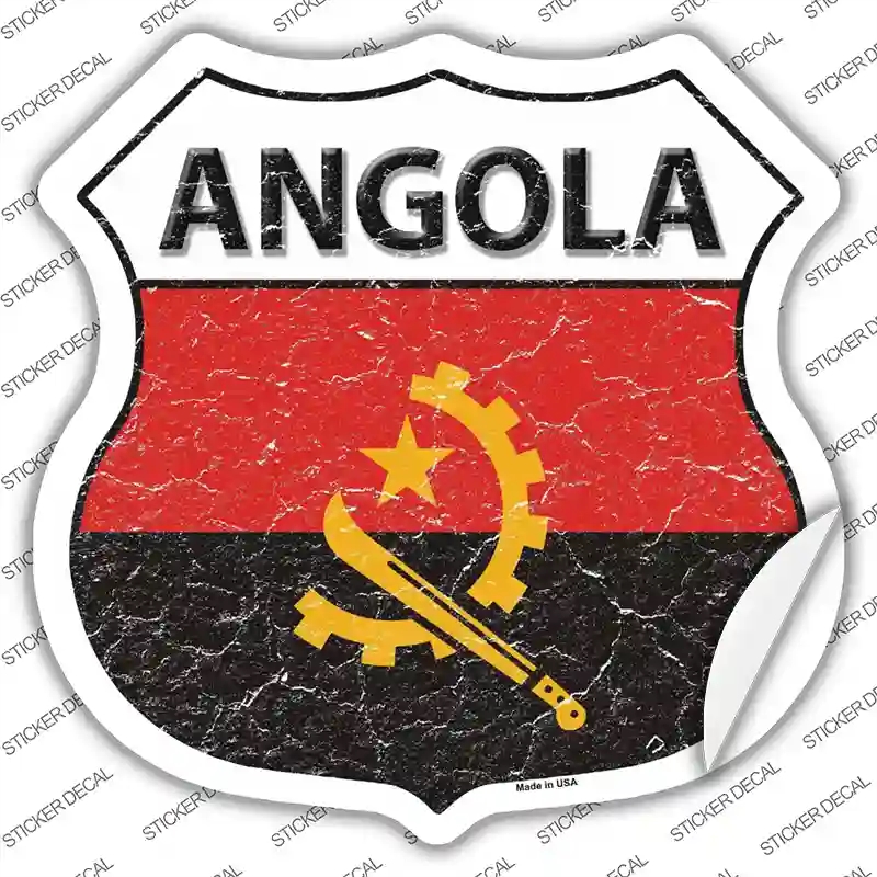 HS-169s-L Angola Flag Novelty Highway Shield Sticker Decal - Large