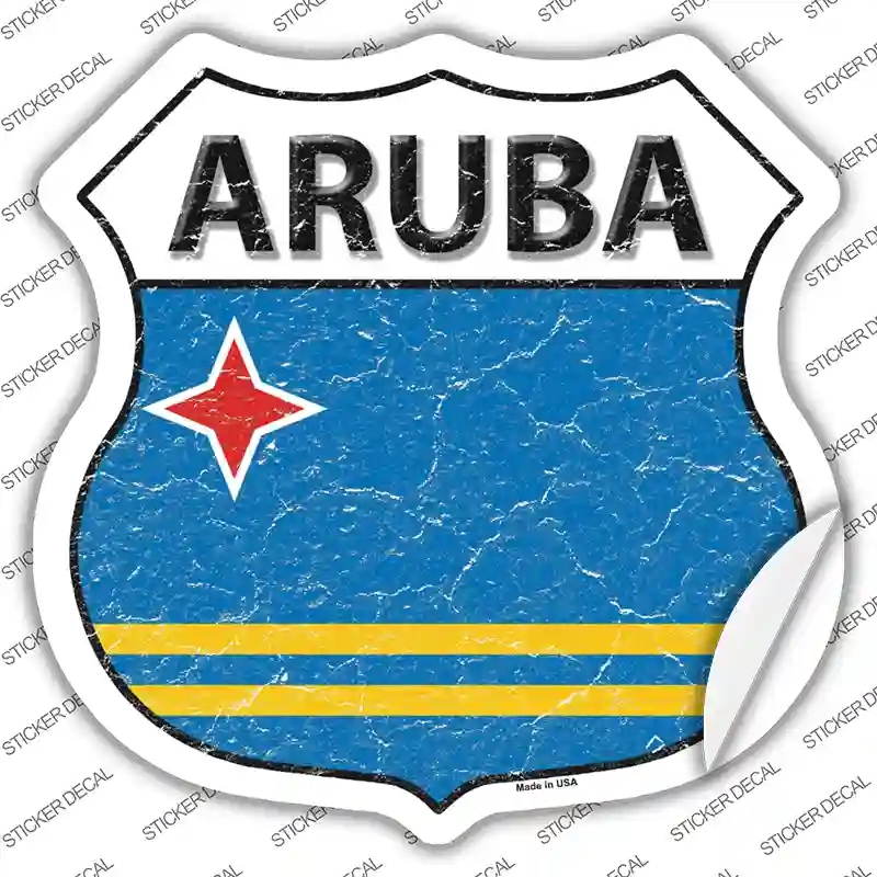 HS-176s-M Aruba Flag Novelty Highway Shield Sticker Decal - Medium