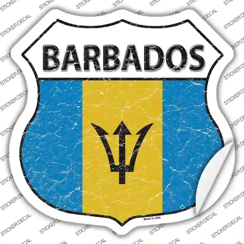HS-183s-XL Barbados Flag Novelty Highway Shield Sticker Decal - Extra Large