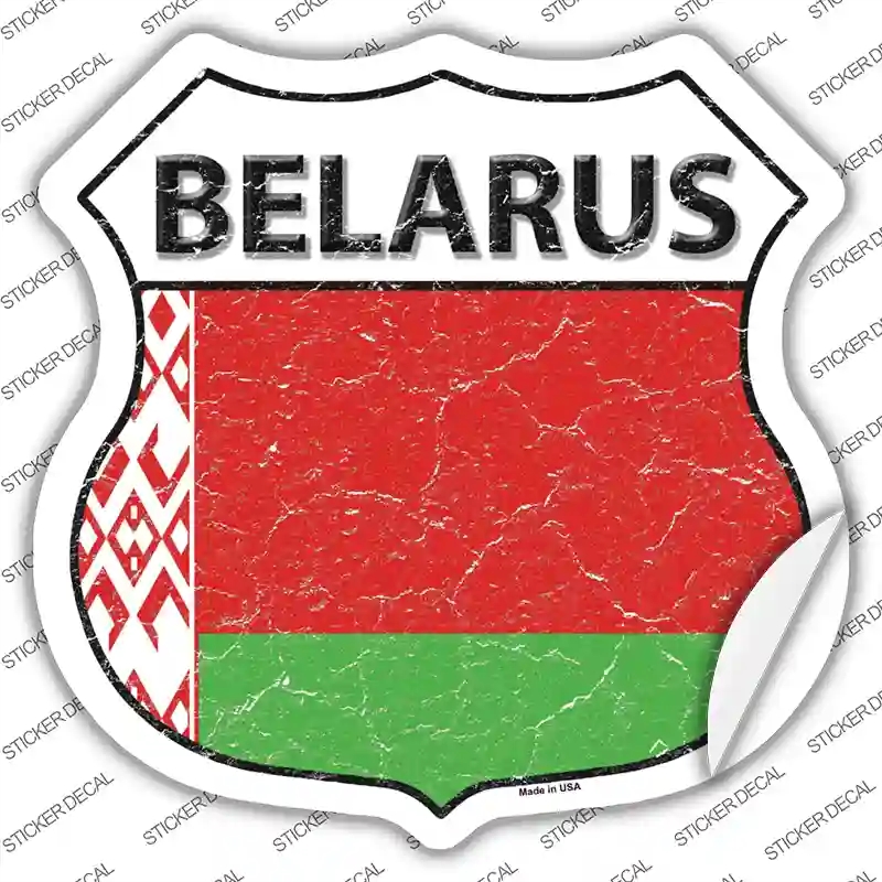HS-184s-S Belarus Flag Novelty Highway Shield Sticker Decal - Small