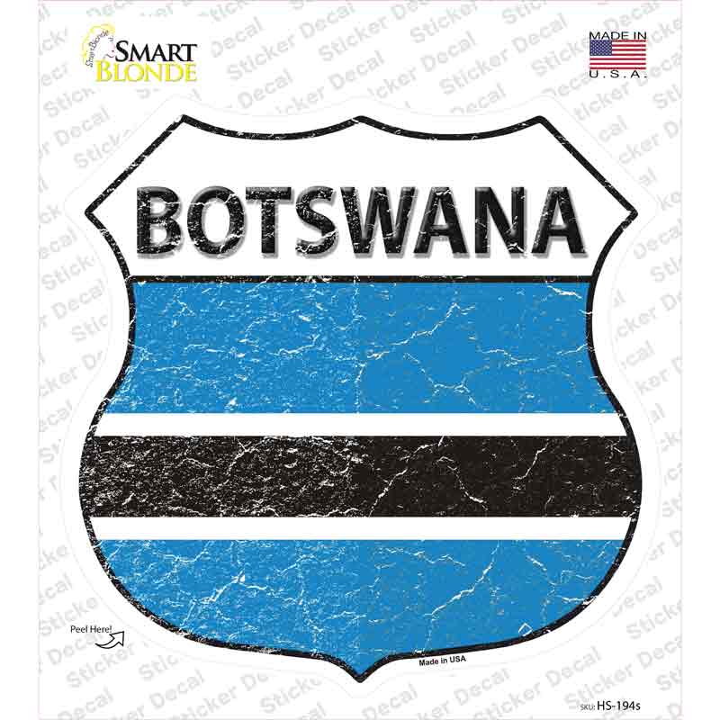 HS-194s-M Botswana Flag Novelty Highway Shield Sticker Decal - Medium