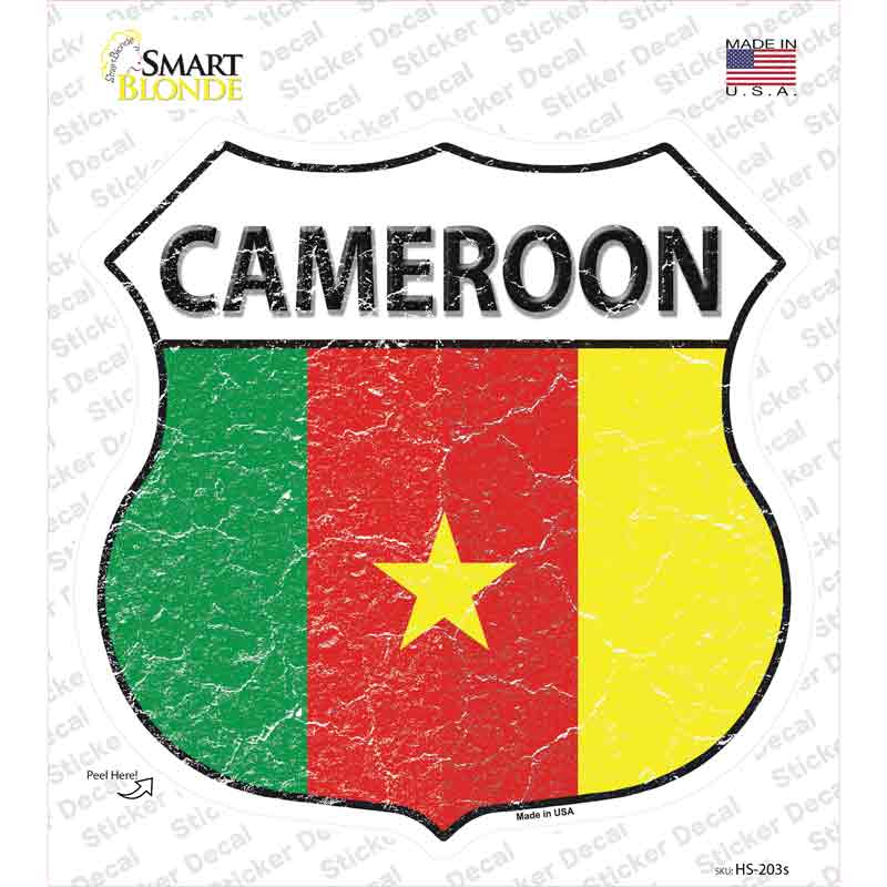 HS-203s-M Cameroon Flag Novelty Highway Shield Sticker Decal - Medium