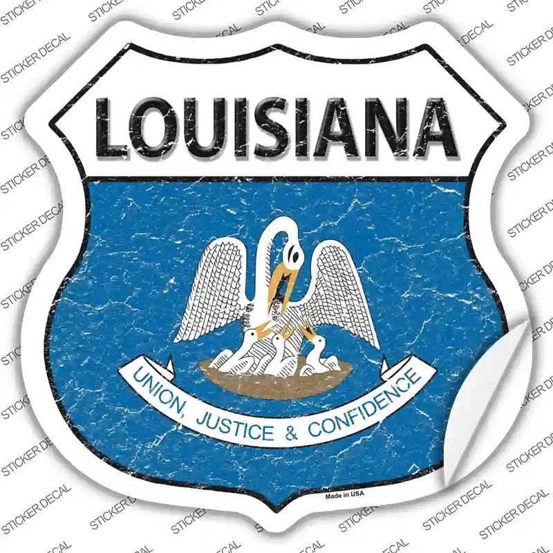 HS-126s-S Louisiana Flag Novelty Highway Shield Sticker Decal - Small