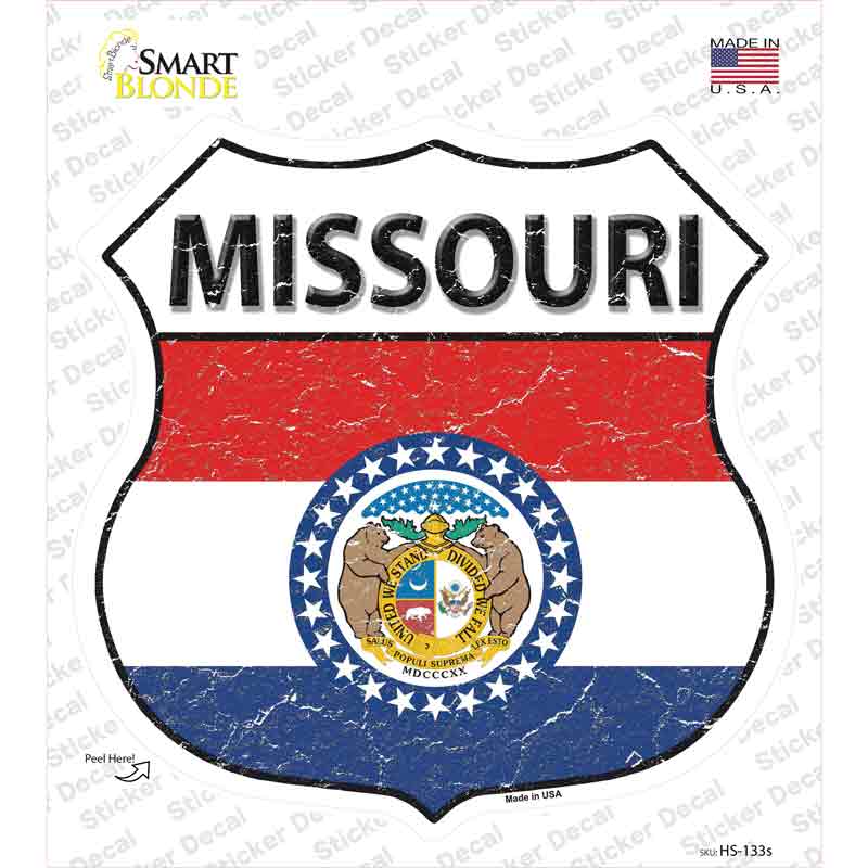HS-133s-M Missouri Flag Novelty Highway Shield Sticker Decal - Medium