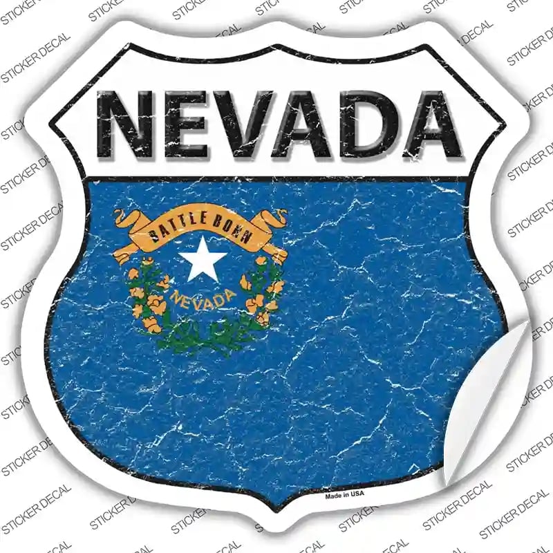 HS-136s-L Nevada Flag Novelty Highway Shield Sticker Decal - Large