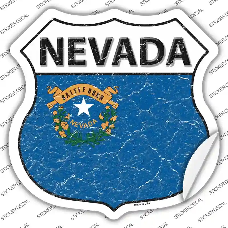 HS-136s-XL Nevada Flag Novelty Highway Shield Sticker Decal - Extra Large