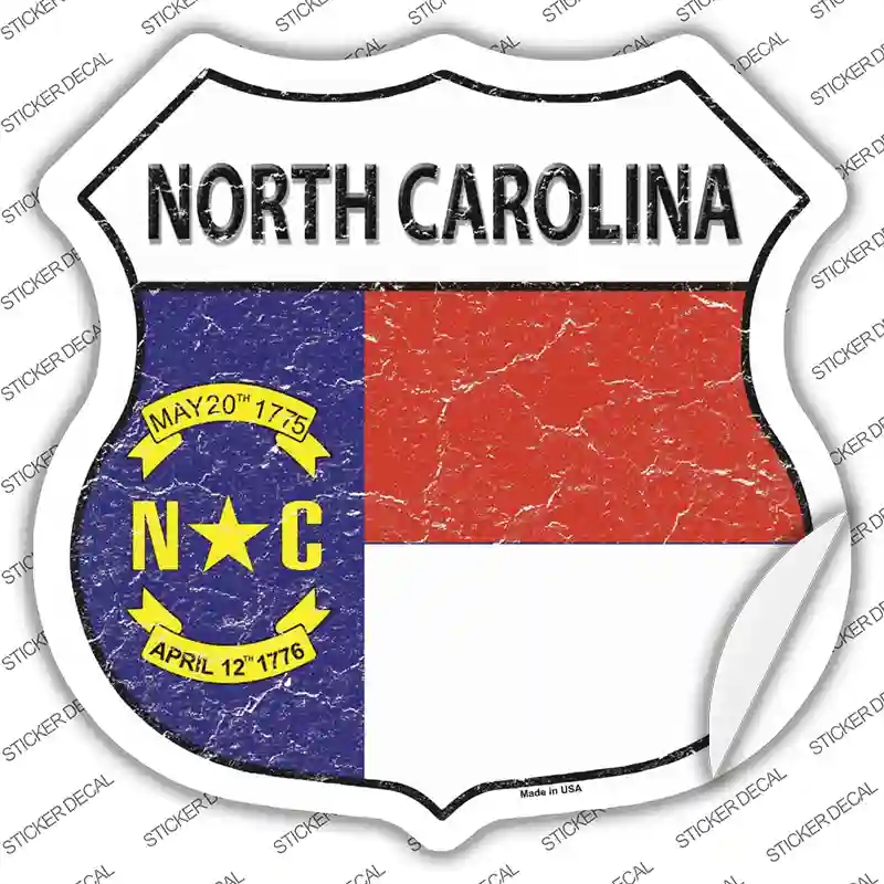 HS-141s-L North Carolina Flag Novelty Highway Shield Sticker Decal - Large