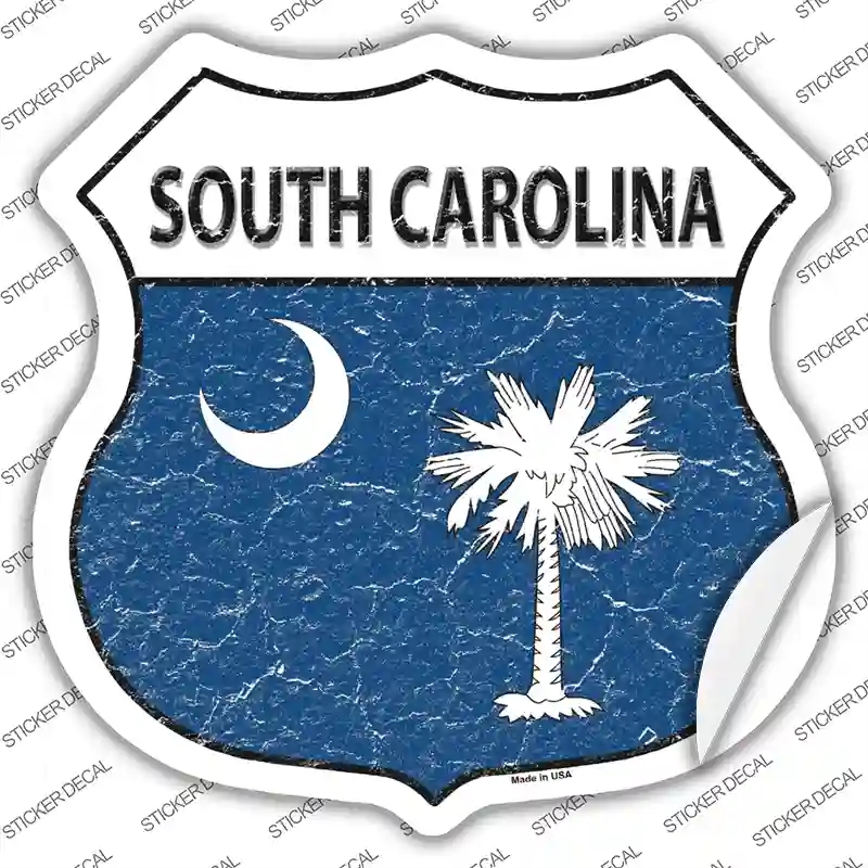 HS-148s-L South Carolina Flag Novelty Highway Shield Sticker Decal - Large