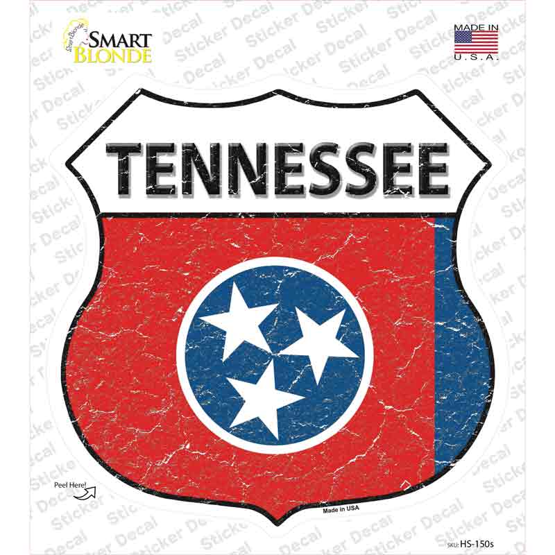 HS-150s-M Tennessee Flag Novelty Highway Shield Sticker Decal - Medium