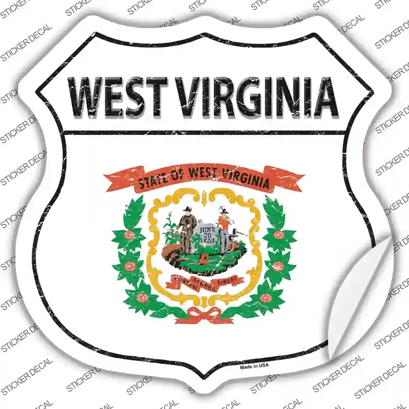 HS-156s-L West Virginia Flag Novelty Highway Shield Sticker Decal - Large