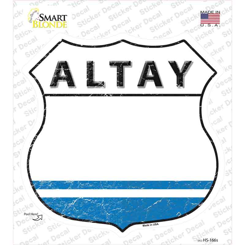 HS-166s-M Altay Flag Novelty Highway Shield Sticker Decal - Medium