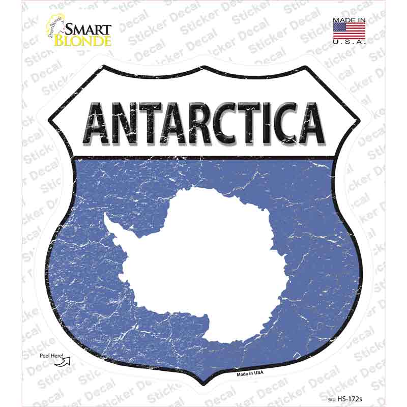 HS-172s-M Antarctica Flag Novelty Highway Shield Sticker Decal - Medium