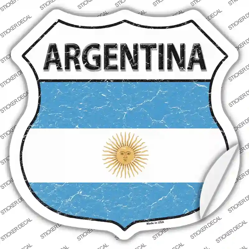 HS-174s-L Argentina Flag Novelty Highway Shield Sticker Decal - Large