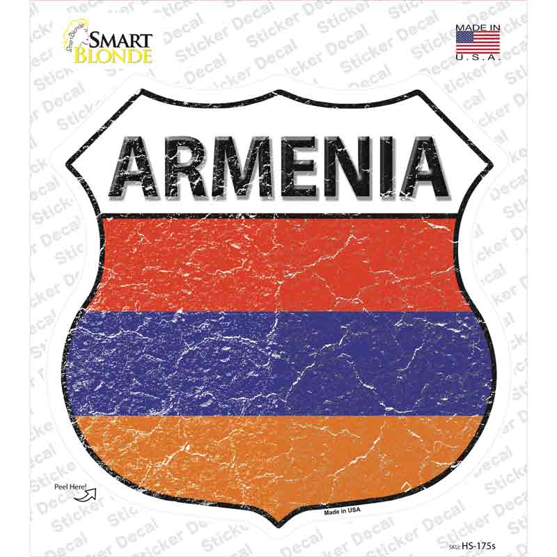 HS-175s-M Armenia Flag Novelty Highway Shield Sticker Decal - Medium