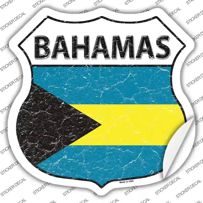 HS-180s-XL Bahamas Flag Novelty Highway Shield Sticker Decal - Extra Large