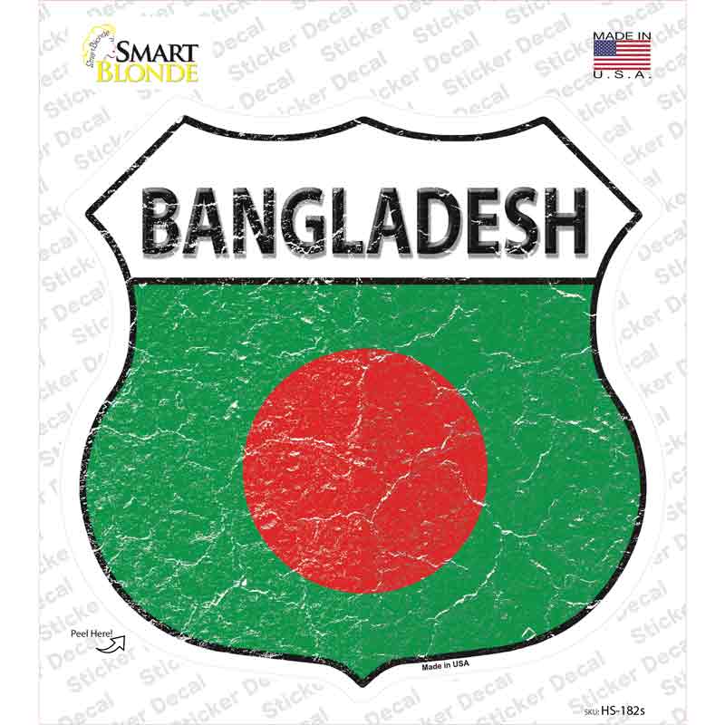 HS-182s-M Bangladesh Flag Novelty Highway Shield Sticker Decal - Medium