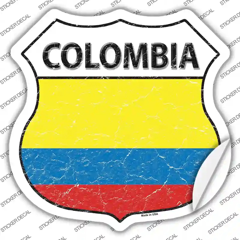 HS-218s-L Colombia Flag Novelty Highway Shield Sticker Decal - Large