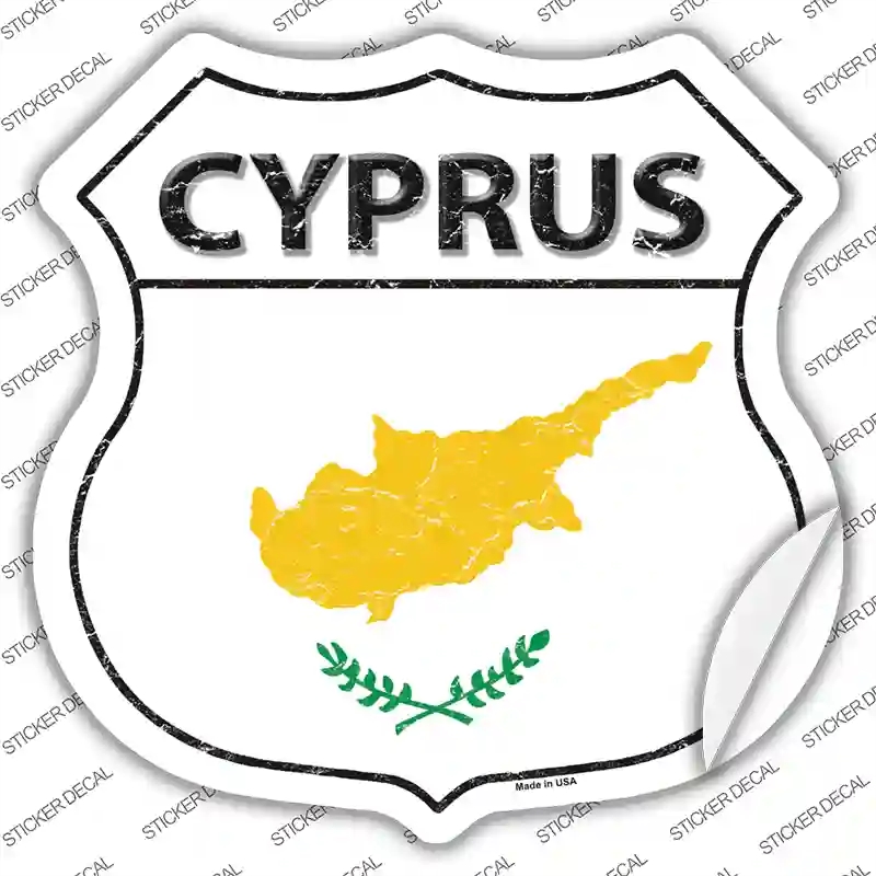 HS-229s-L Cyprus Flag Novelty Highway Shield Sticker Decal - Large