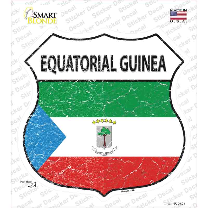 HS-242s-M Equatorial Guinea Flag Novelty Highway Shield Sticker Decal - Medium