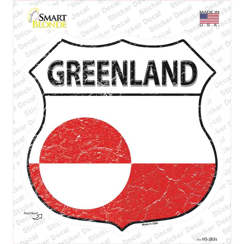 HS-263s-M Greenland Flag Novelty Highway Shield Sticker Decal - Medium