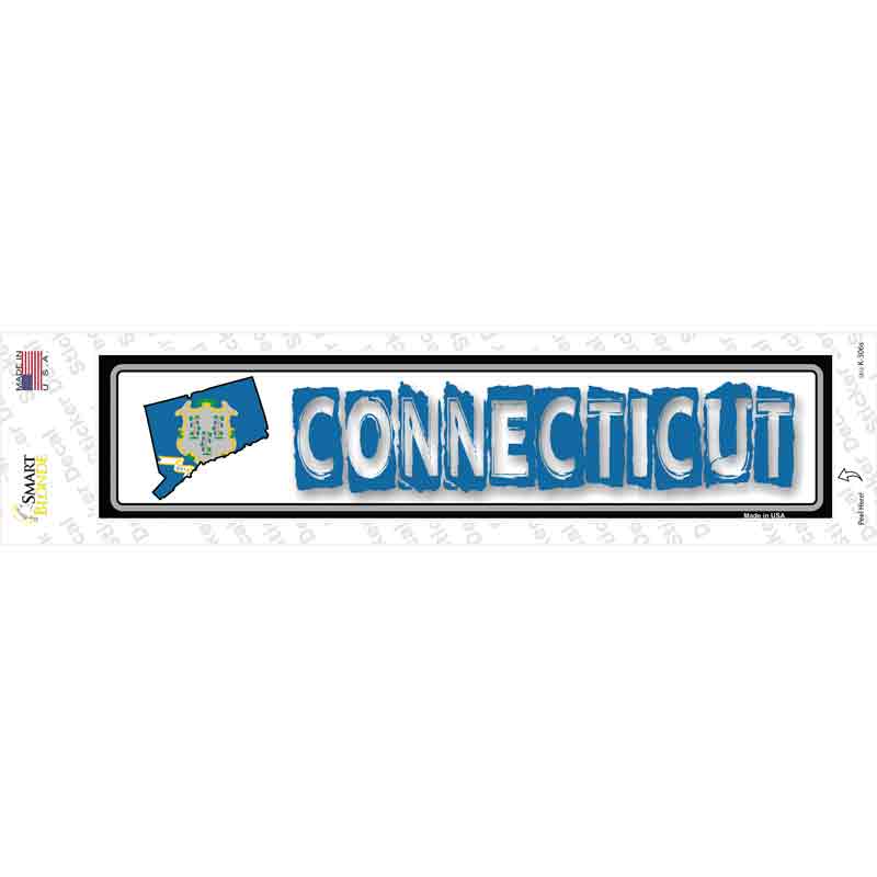 K-306s-M Connecticut Outline Novelty Narrow Sticker Decal - Medium