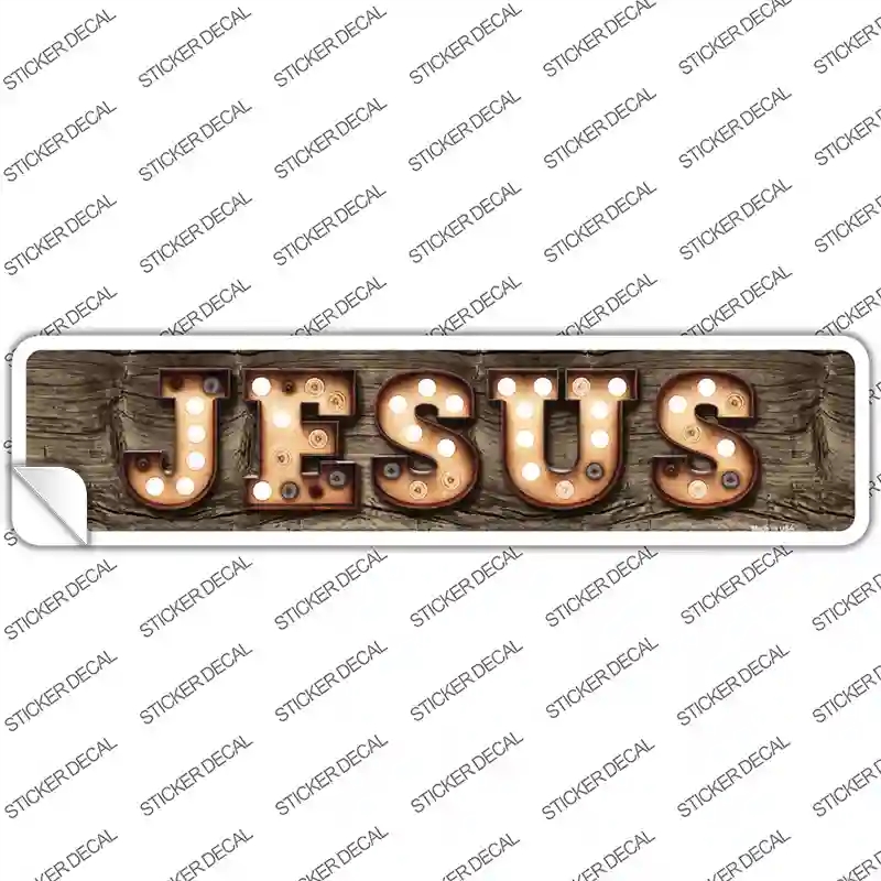 K-816s-L Jesus Bulb Lettering Novelty Narrow Sticker Decal - Large